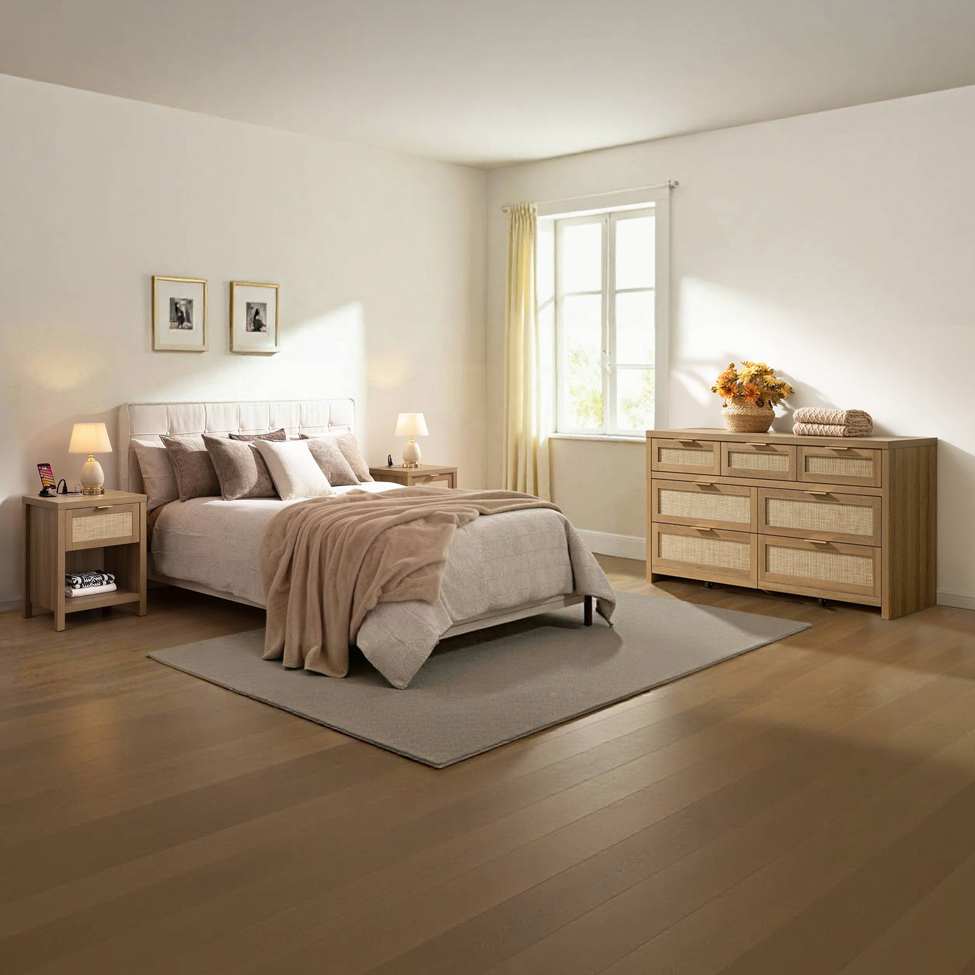 Savanna Cabinet Bedroom Set with Charging Station