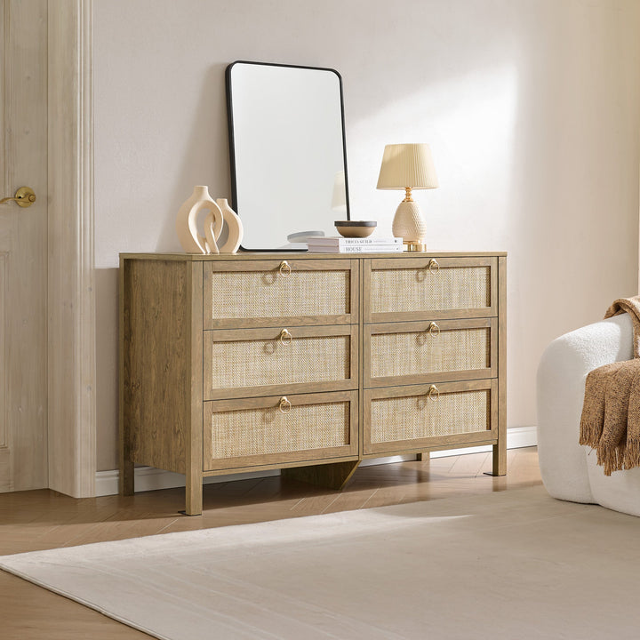 Terra White 6-Drawer Dresser, Set of 2