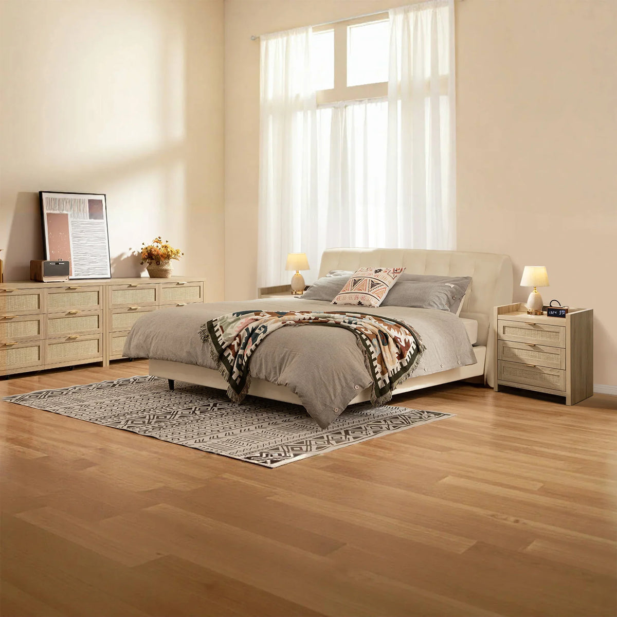 Savanna 6 Drawers Dresser and 3 Drawers Nightstand Set