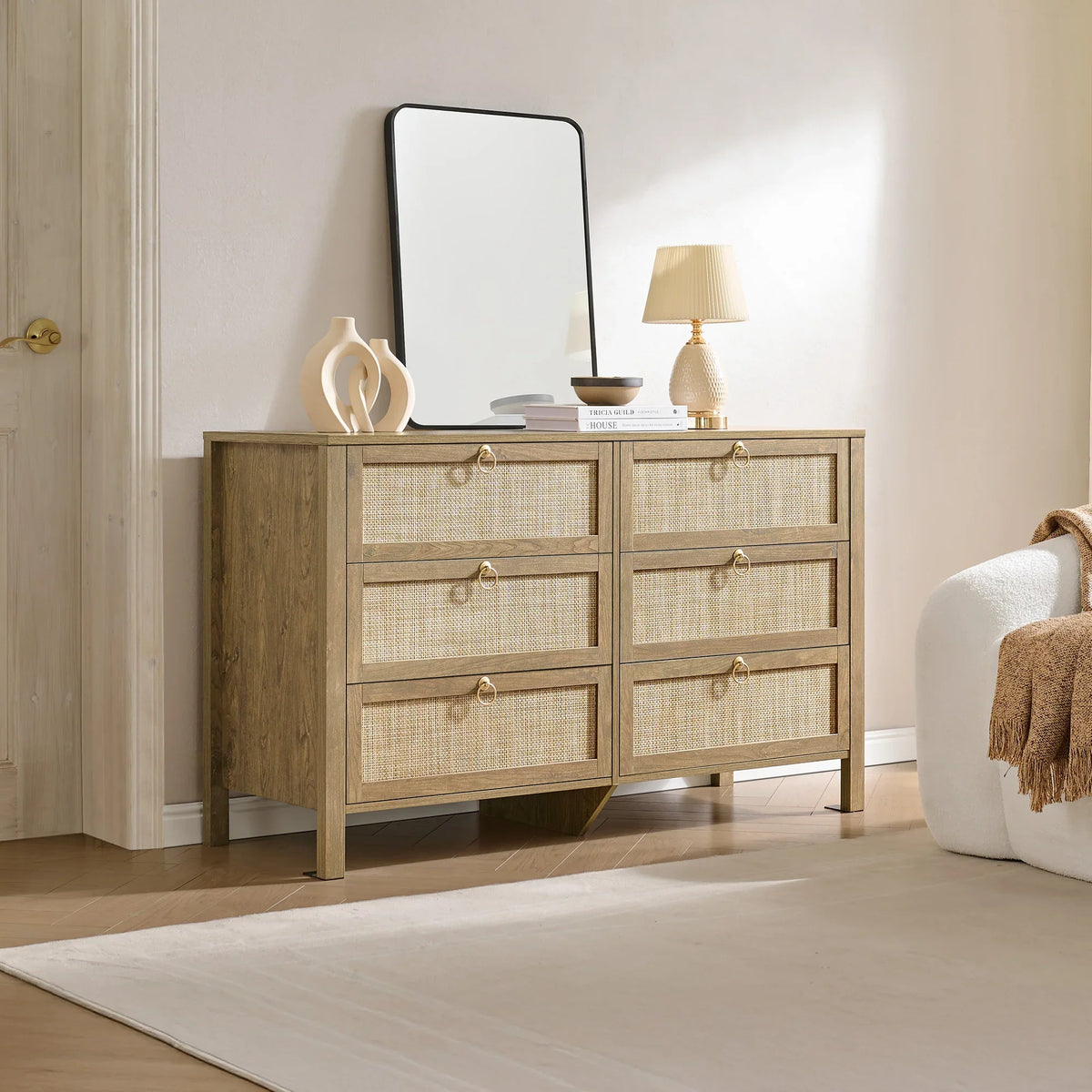Terra White 6-Drawer Dresser