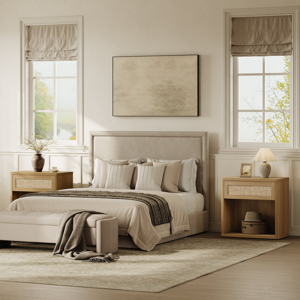 Zura Rattan Nightstand with Drawer, Set of 2