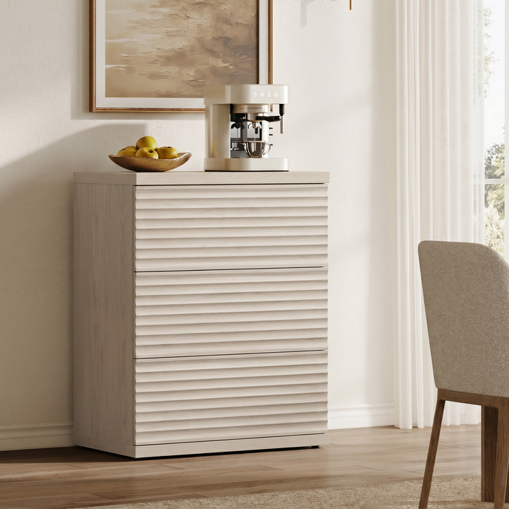 SICOTAS Stria 6 Drawers Dresser with Pop Up Design, Modular 51.8