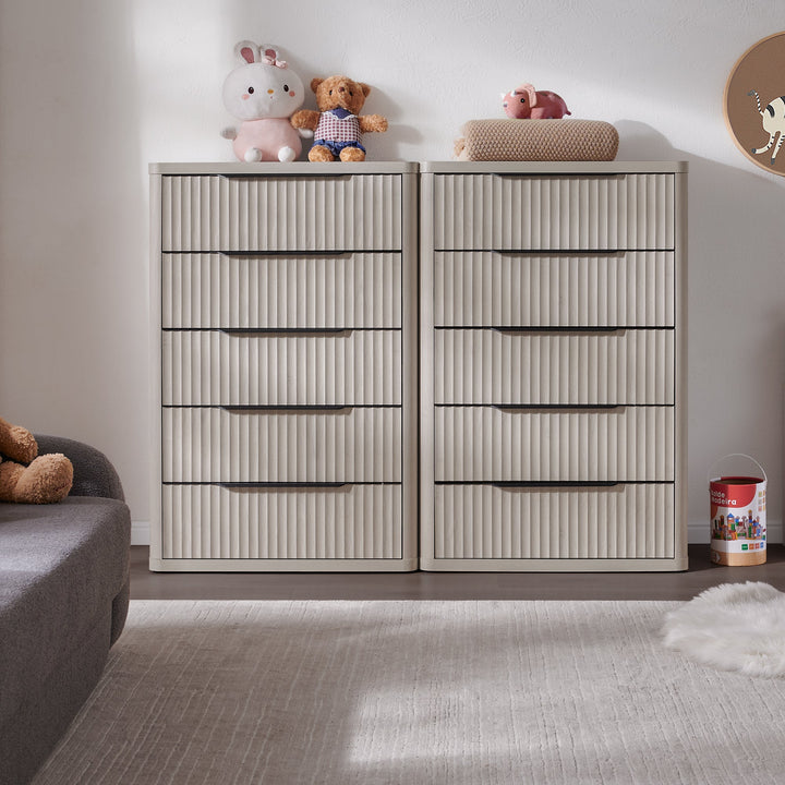 Cas Tall 5 Drawers Dresser, Set of 2