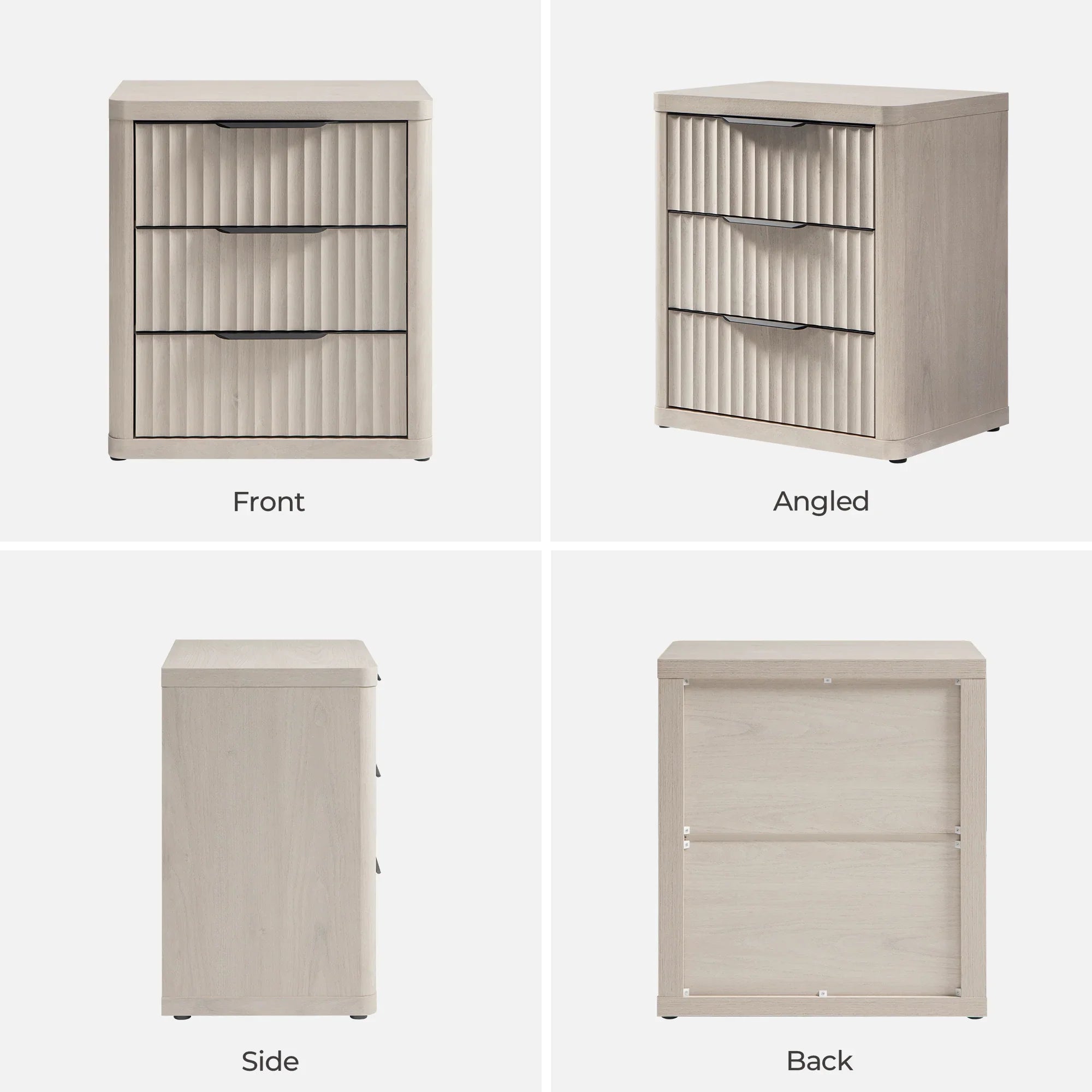 Cas 6 Drawers Dresser and 3 Drawers Nightstands Set for Bedroom - 1 Set - Grey Alder