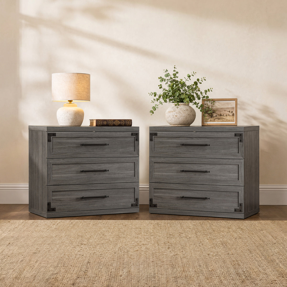 Willow 3-Drawers Nightstands Set, 31.3 Inch Wide
