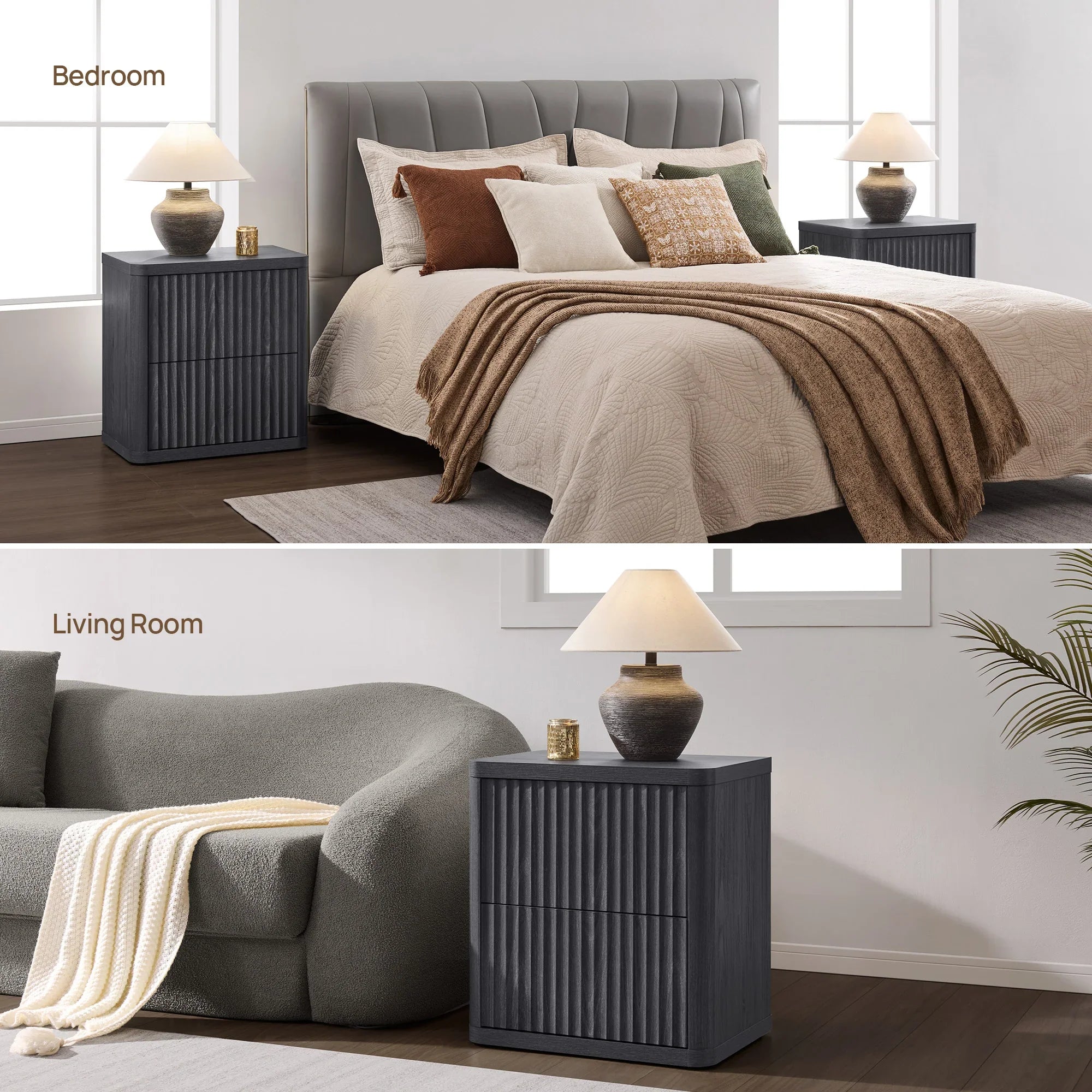 Cas Nightstand with 2 Drawers