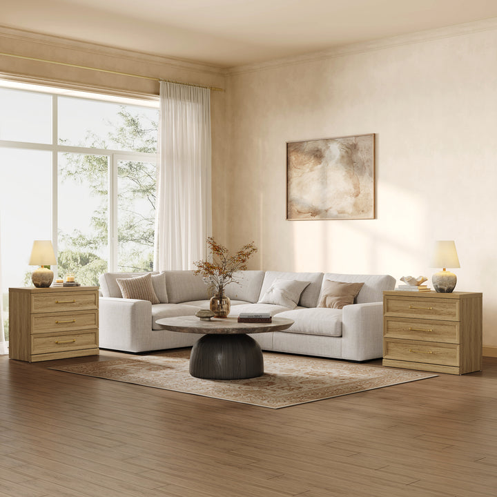 Helio Modern Nightstand with 3 Drawers, 30'' Wide