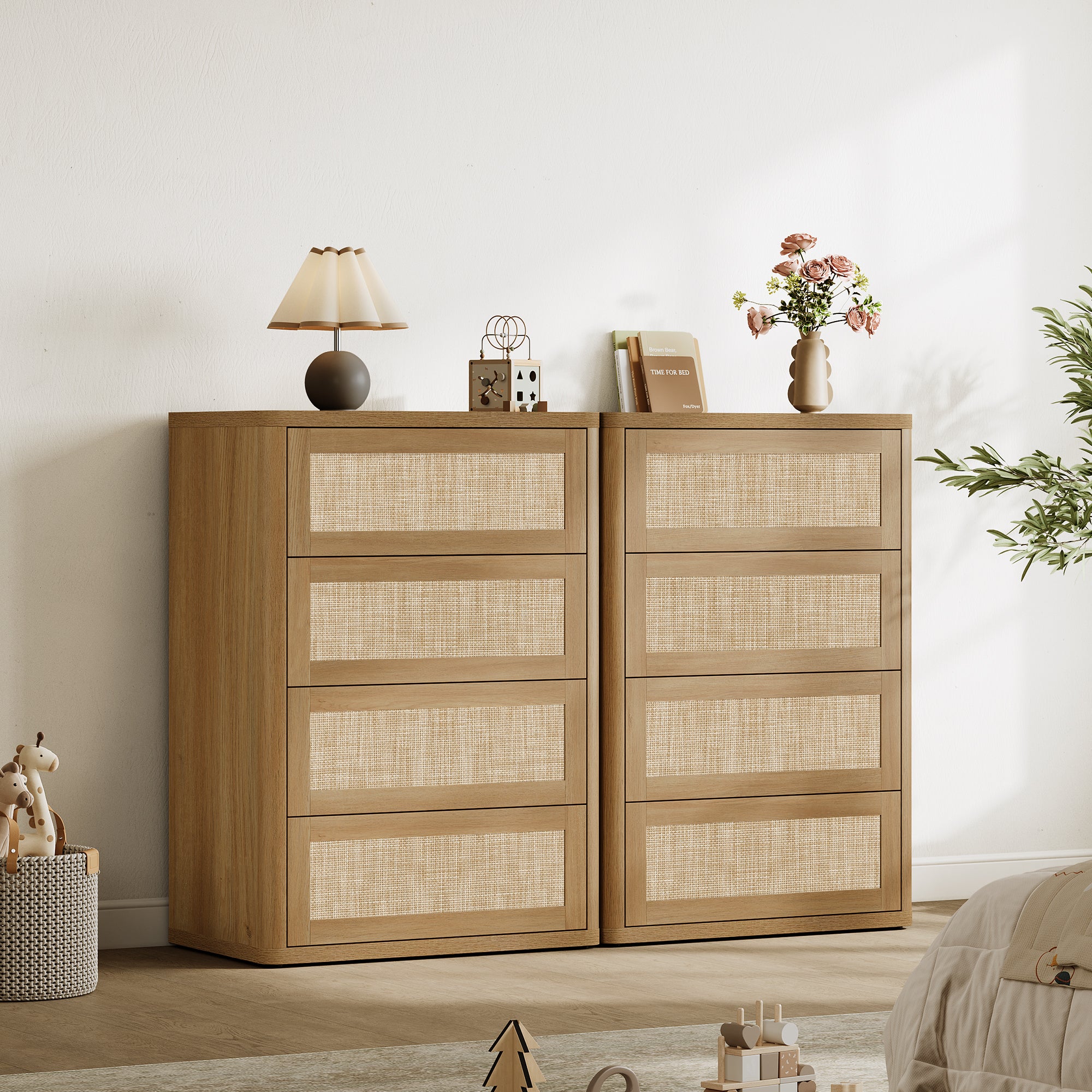 Zura Rattan Dresser with 4 Spacious Drawers