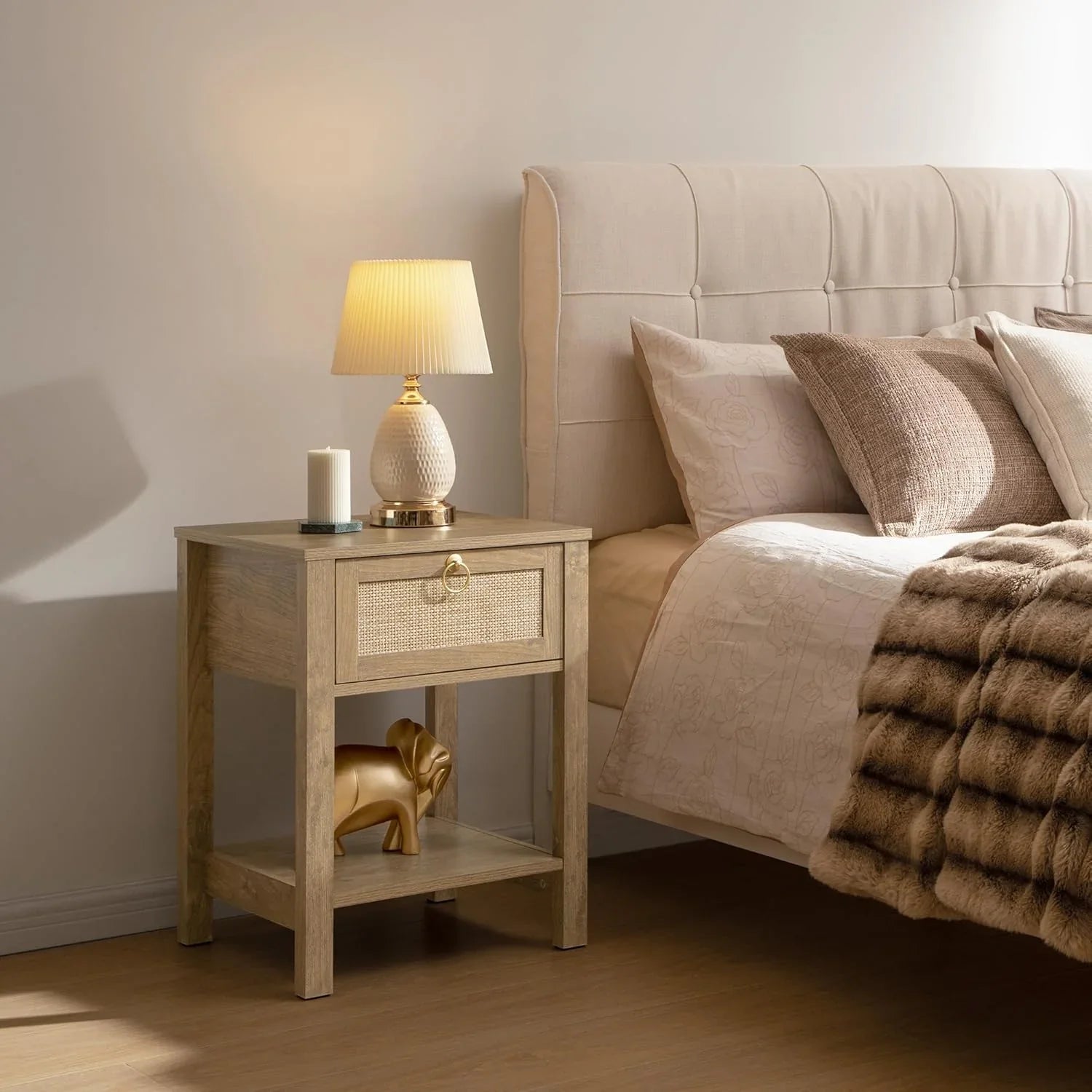 Terra Black Rattan Nightstand - 2 Pieces - Carbon Cherry