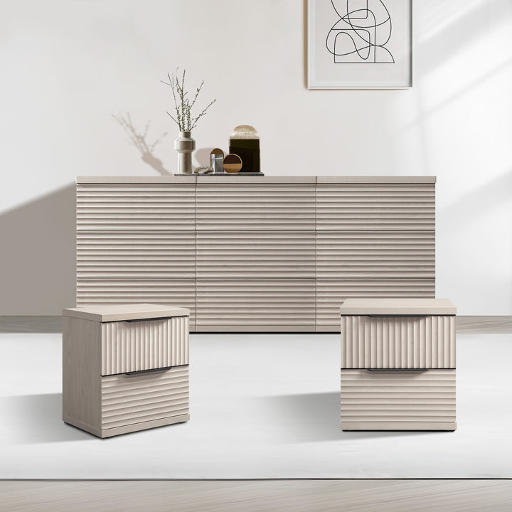 Stria Dresser and Nightstands Set, Large Storage