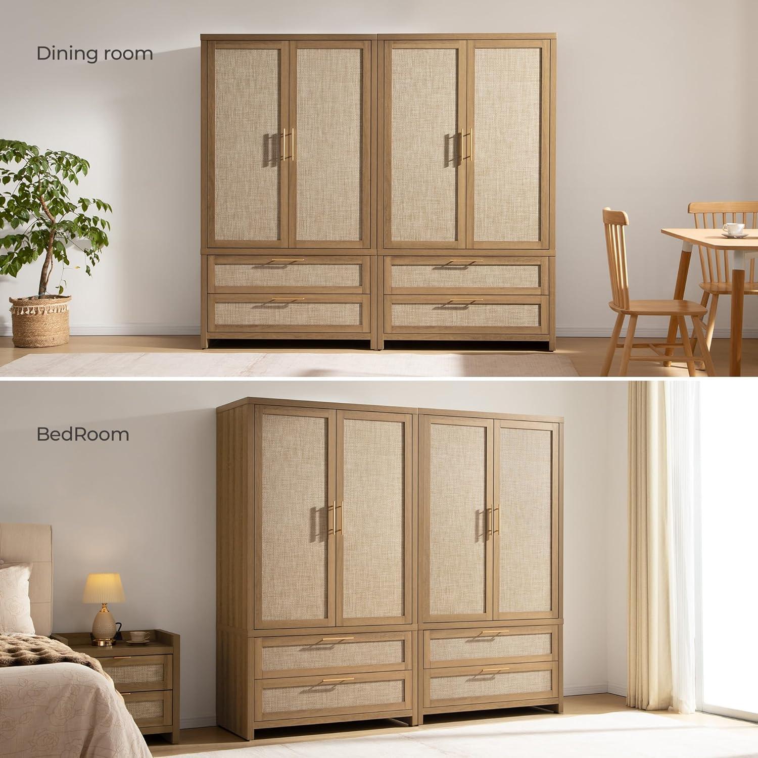 Savanna Rattan Wardrobe, 2 Drawers