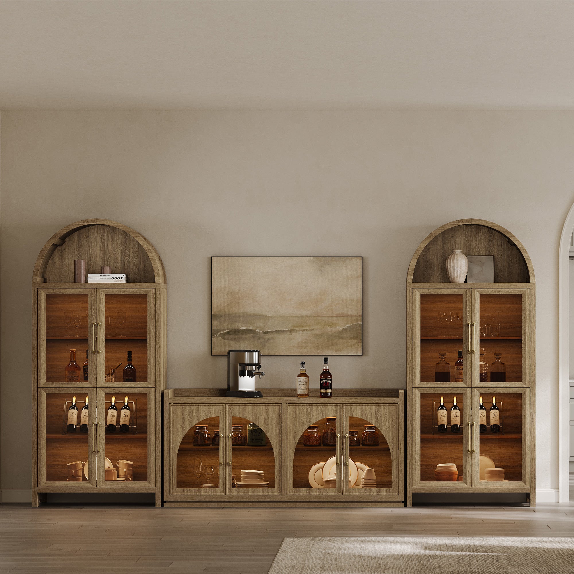 Helio Modern Glass-Door Display Cabinet