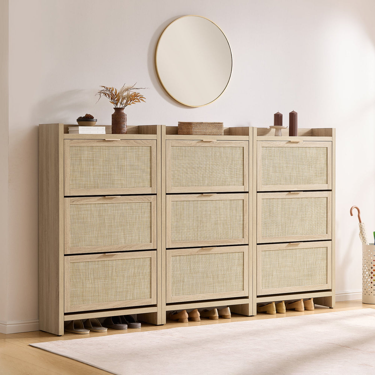 Savanna Flip Shoe Cabinet, 30-Pair Organizer, Set of 3