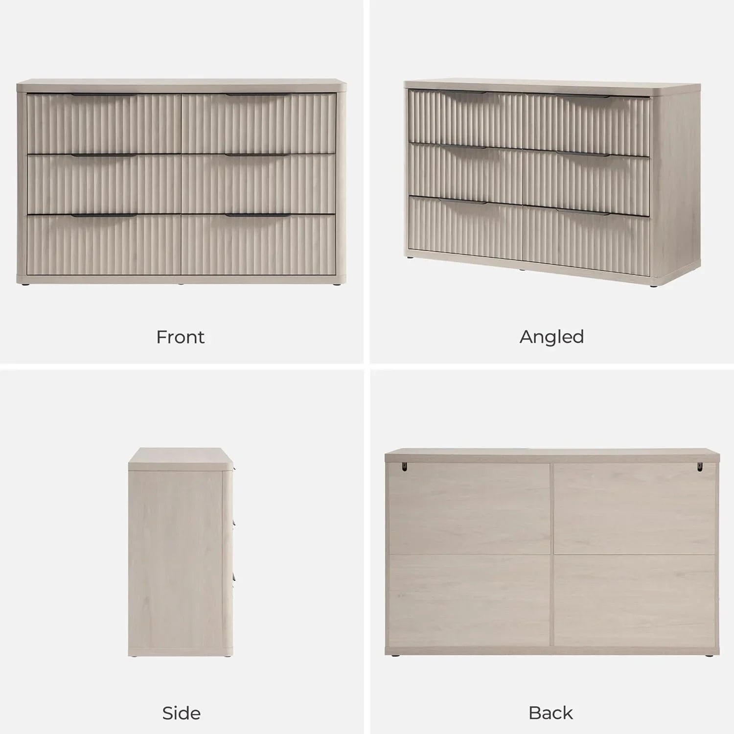 Cas 6 Drawers Dresser and 3 Drawers Nightstands Set for Bedroom