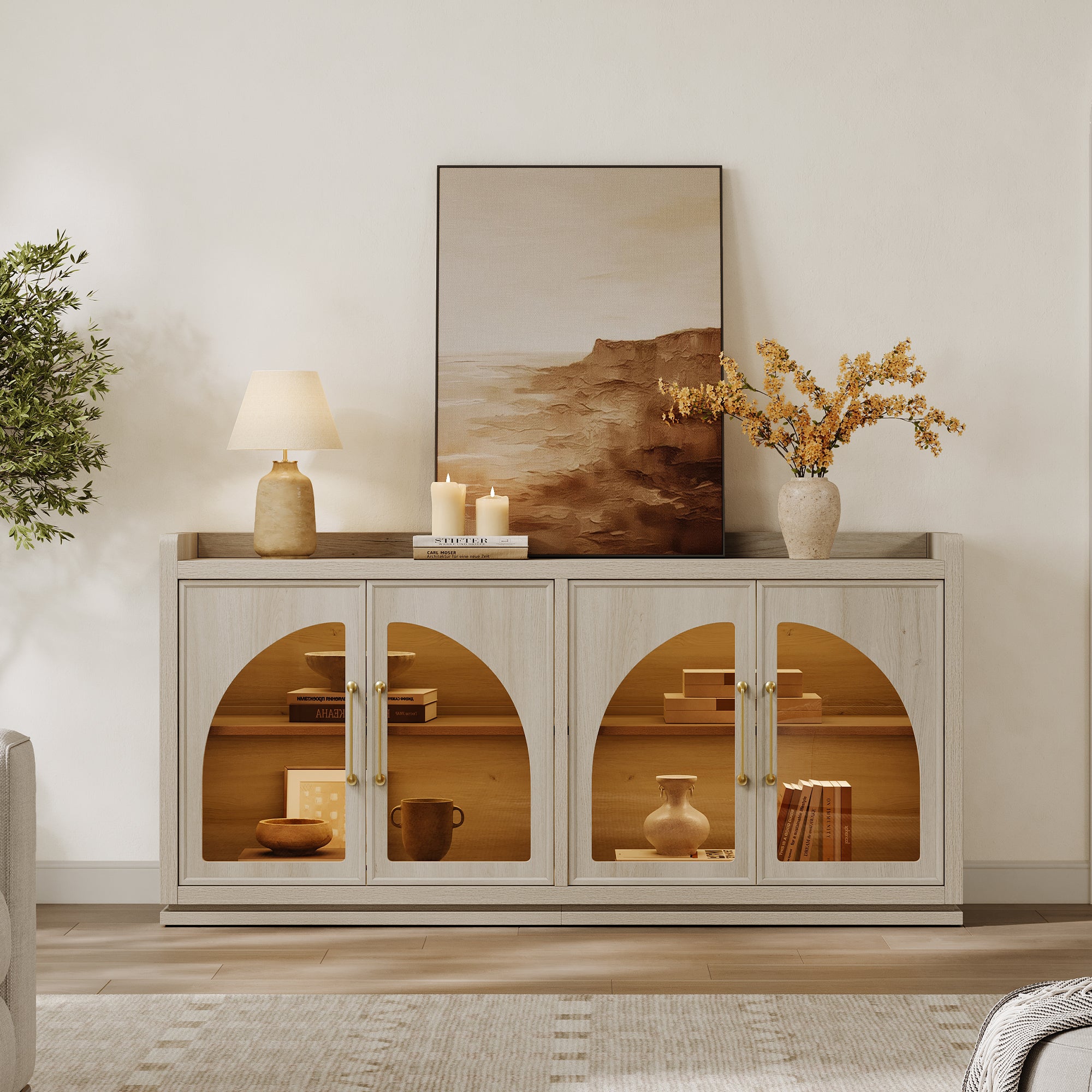 Helio Glass-Door Sideboard Cabinet