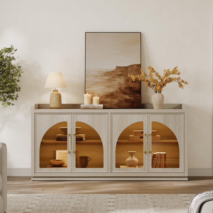 Helio Glass-Door Sideboard Cabinet