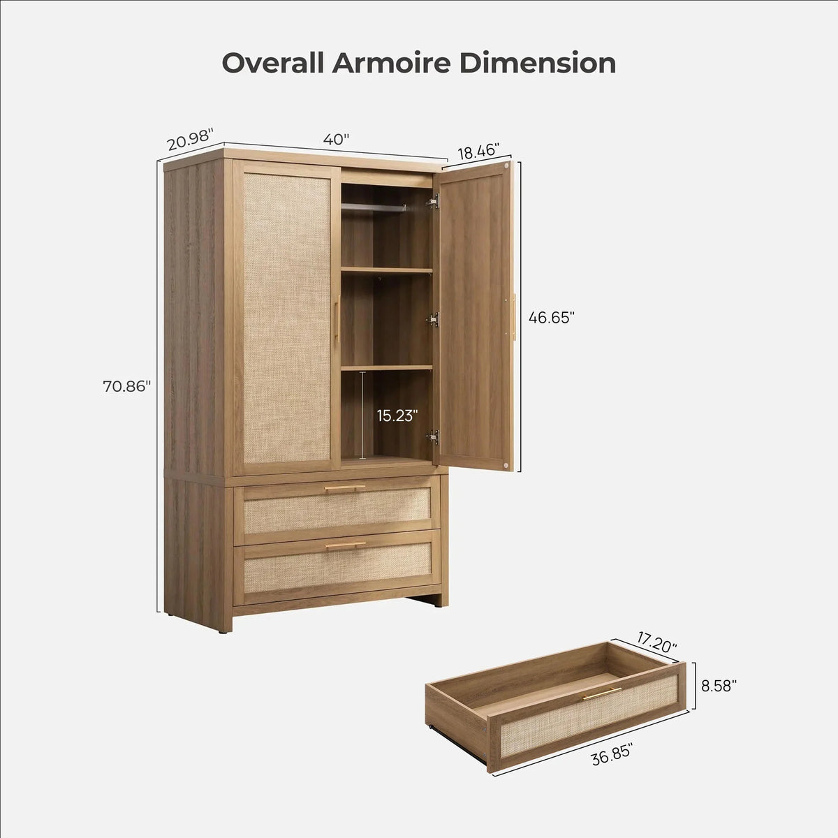 Savanna 6-Drawer Dresser, Wardrobe and 2-Drawer Nightstand Set