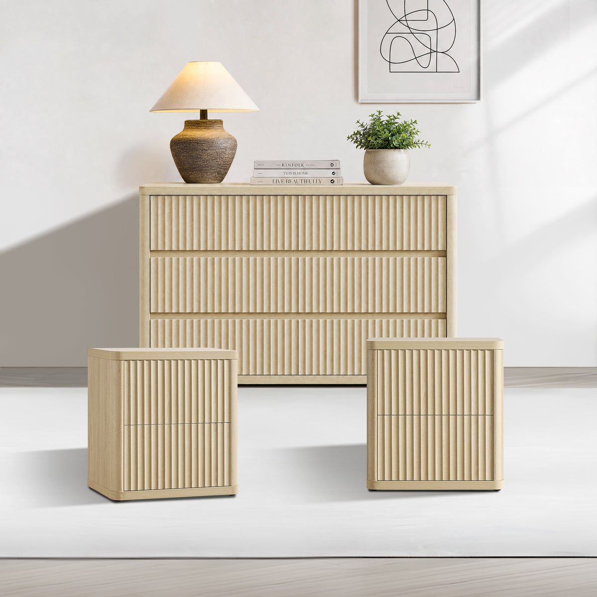 Cas Handleless Dresser and Nightstands Sets