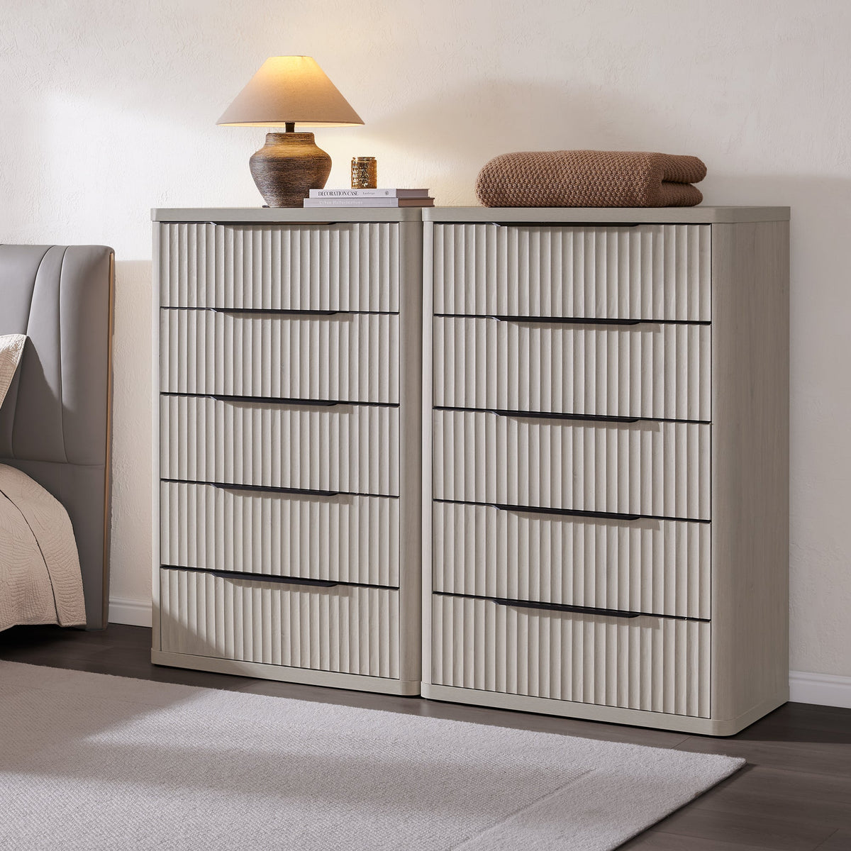 Cas 50.7Inch Tall Dresser, 5 Drawers, Set of 2