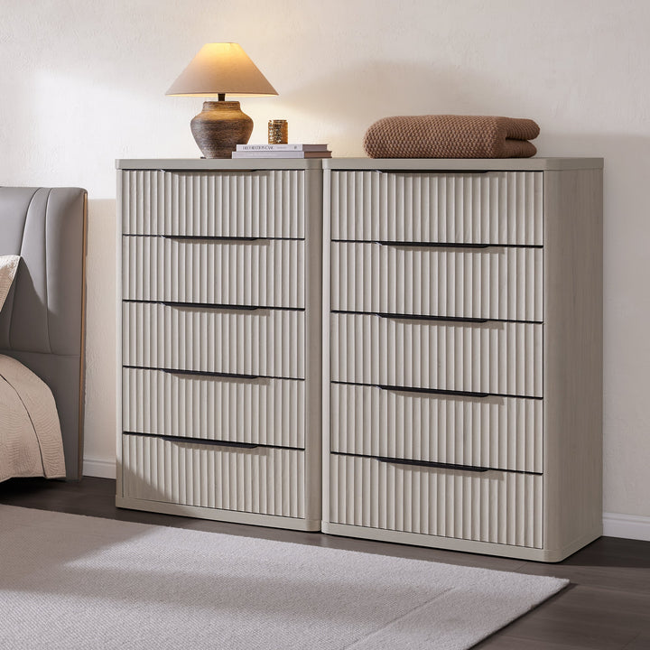 Cas 50.7Inch Tall Dresser, 5 Drawers, Set of 2