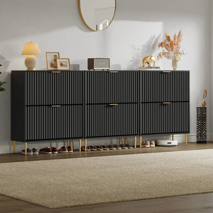 Opus 2-Tier Shoe Cabinet with Storage, Set of 3