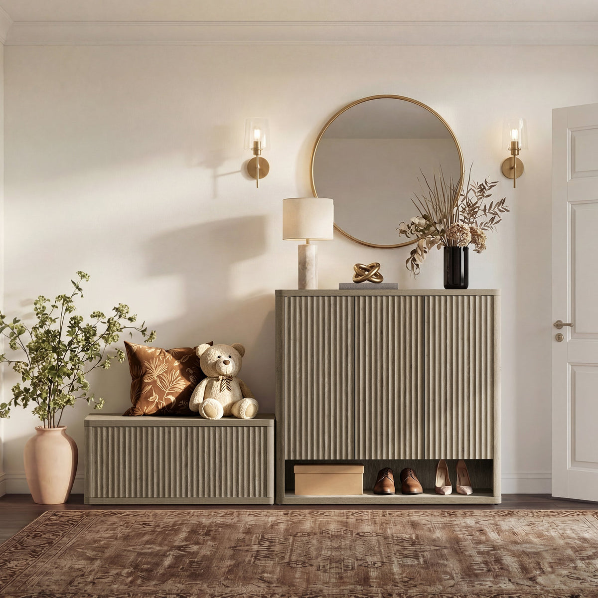 Cas Shoe Storage Cabinet with Doors, Set of 2