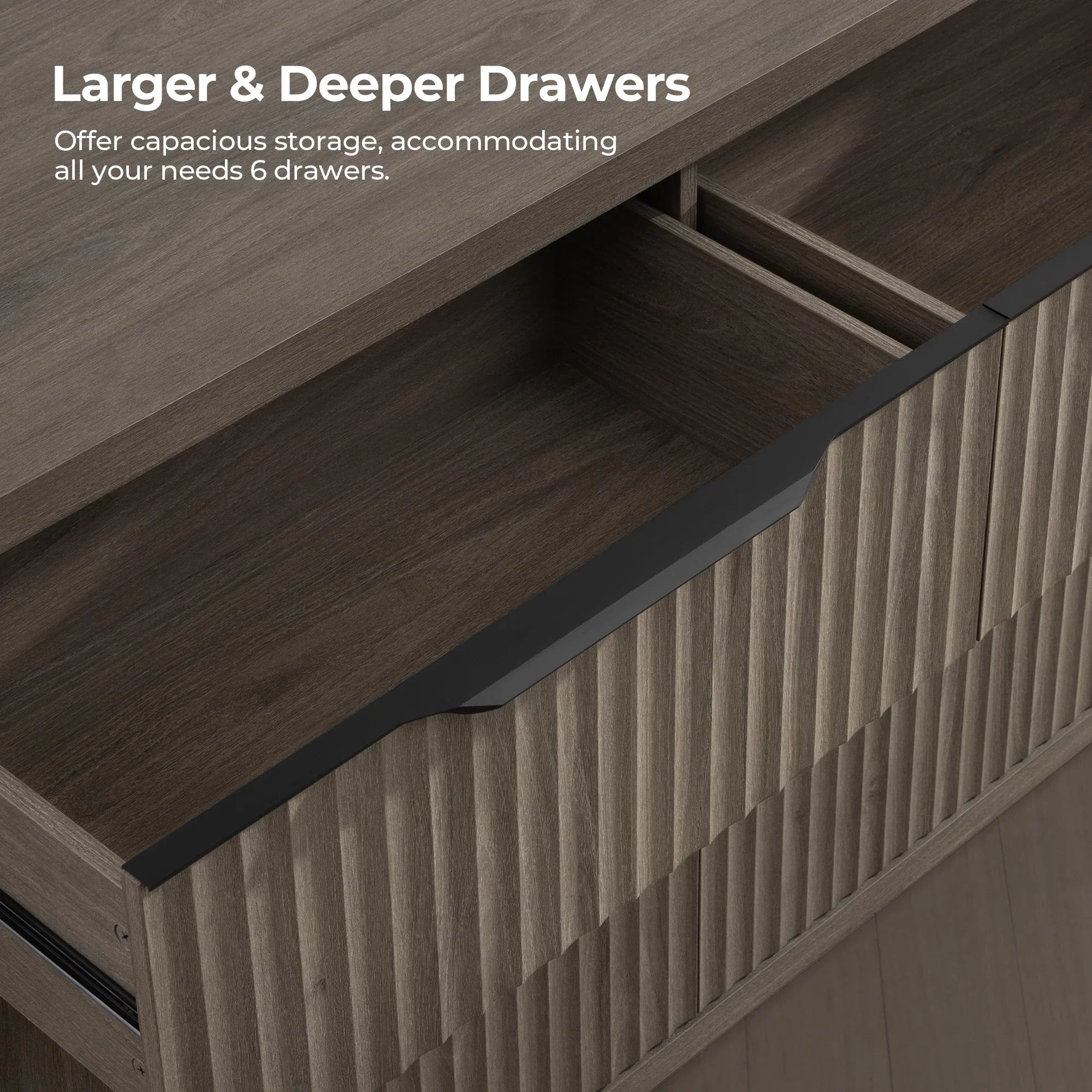 Cas 6 Drawers Dresser and 1 Drawer Nightstands Set for Bedroom