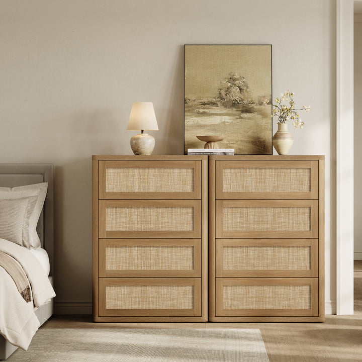 Zura Rattan Dresser with 4 Spacious Drawers