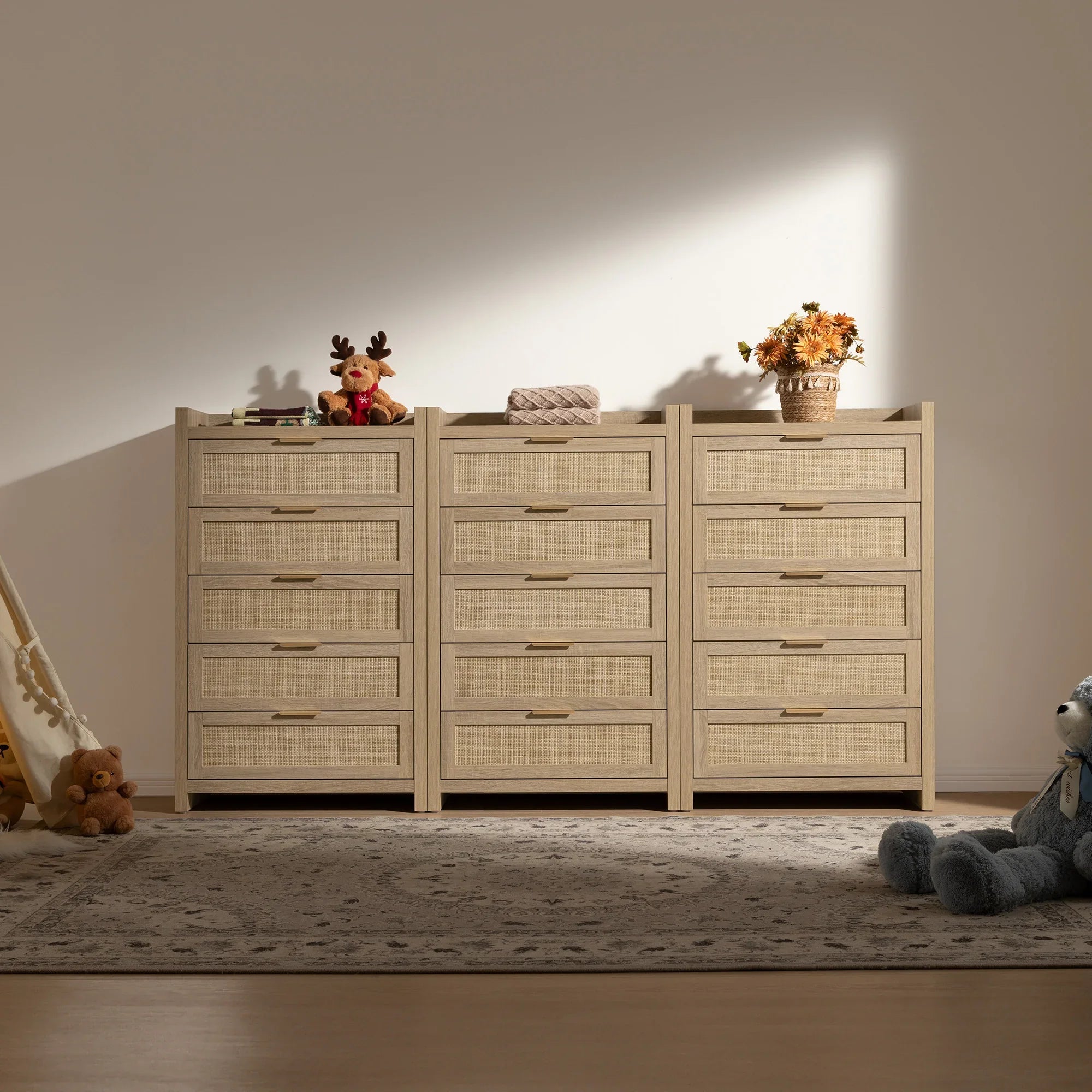 Savanna Rattan Dresser, 5 Drawers