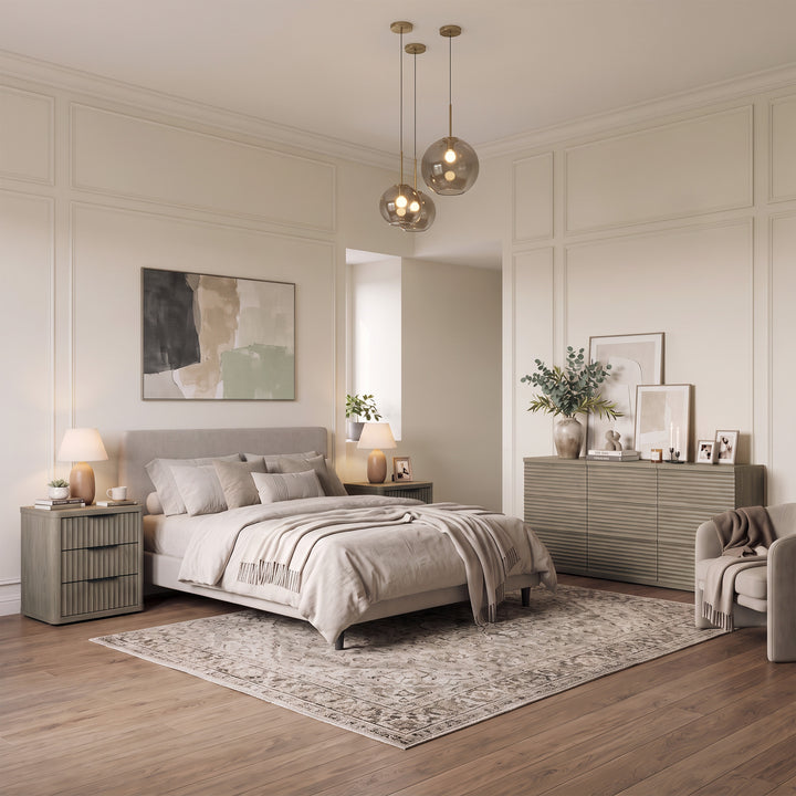 Stria 9-Drawer Dresser and Cas Nightstands Set