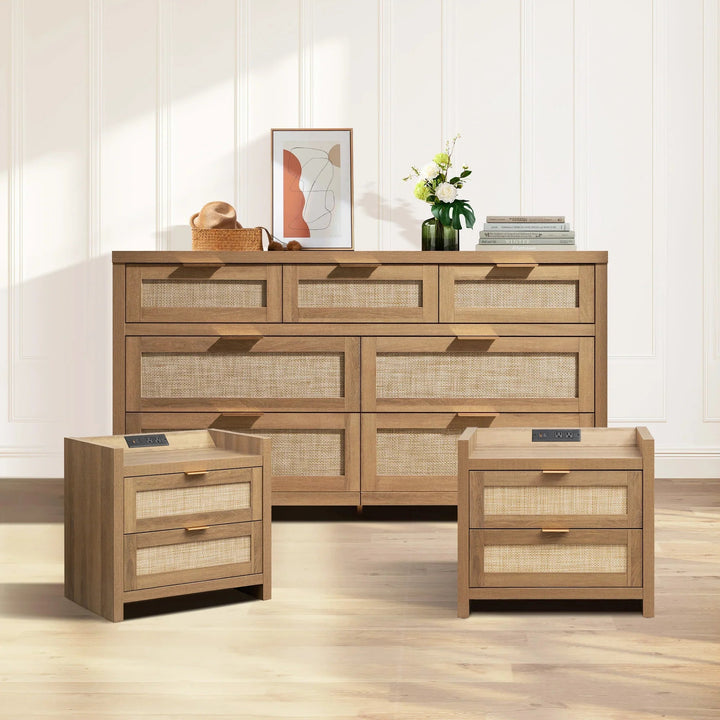 Savanna 7 Drawers Dresser and Nightstands Set