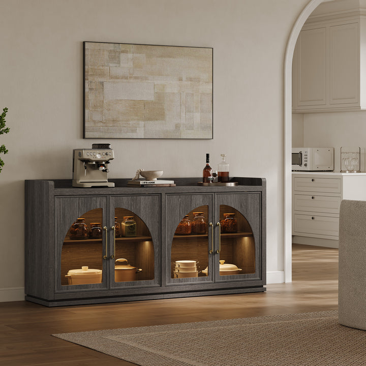 Helio Glass-Door Buffet Cabinet with Lights