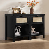 Savanna Rattan Nightstand - 2 Pieces - Black Oak