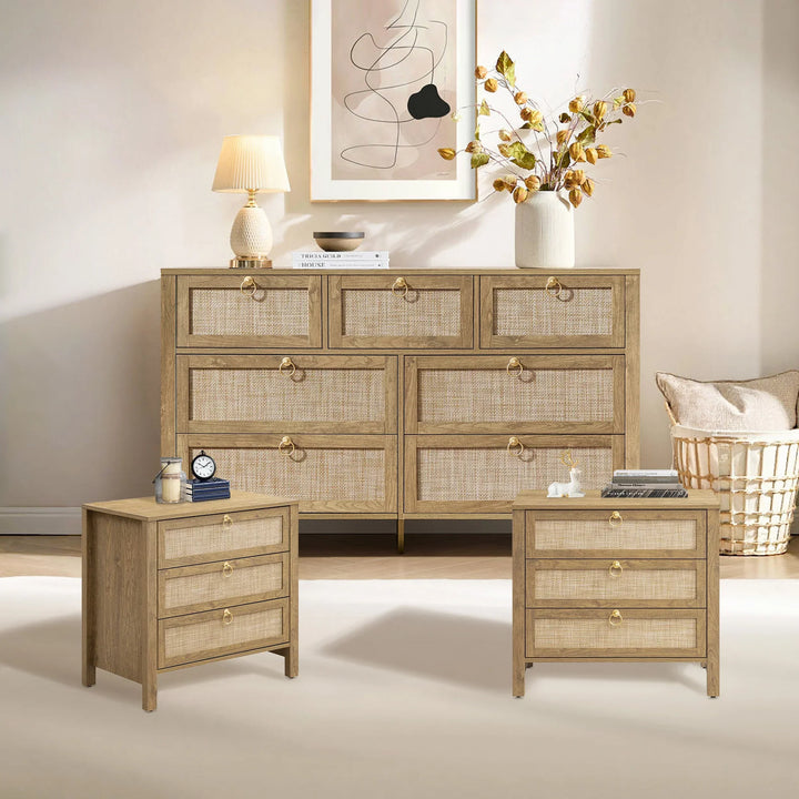 Terra Dresser and 3 Drawers Nightstands Set