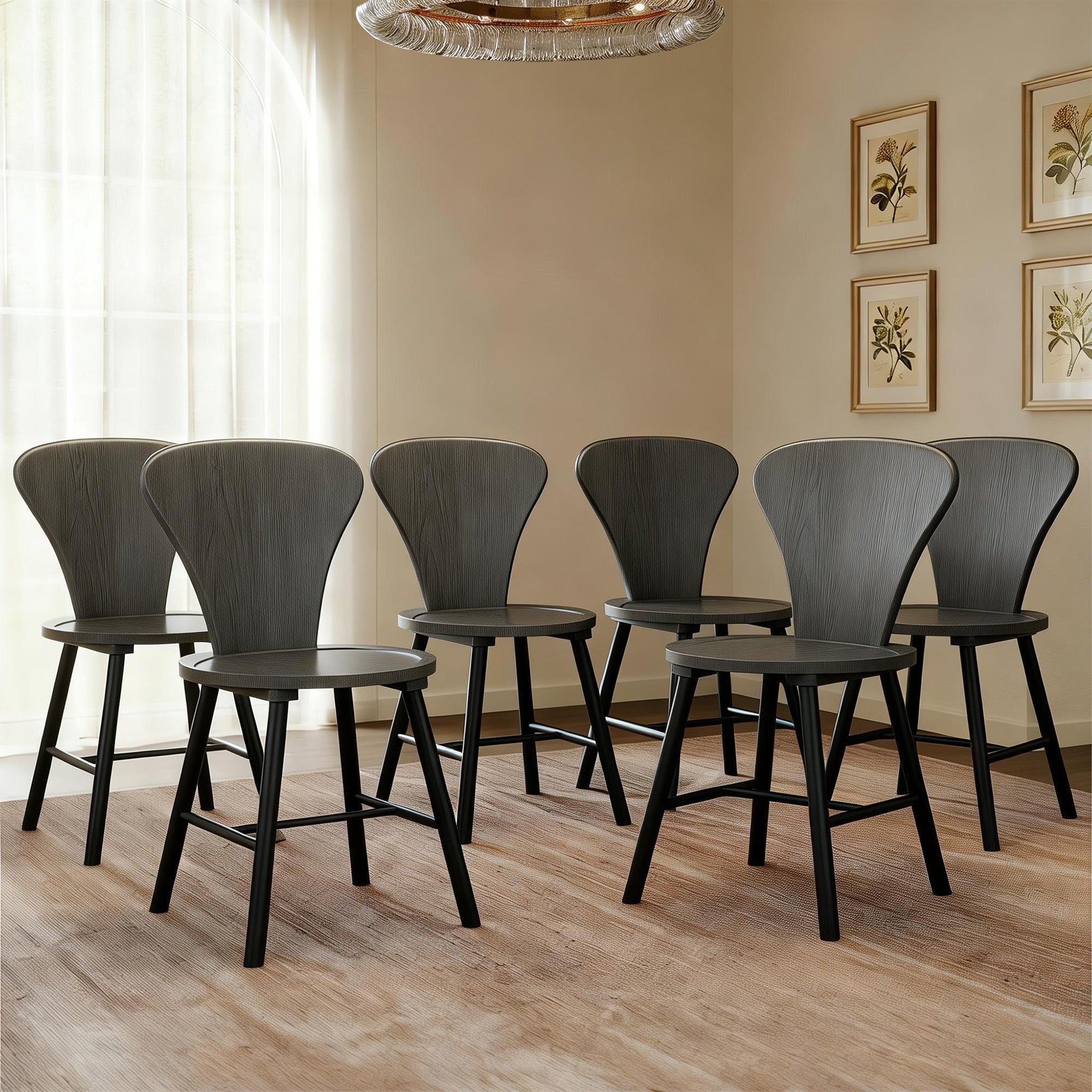 Cas Modern Solid-Wood Dining Chairs, Fluted Style