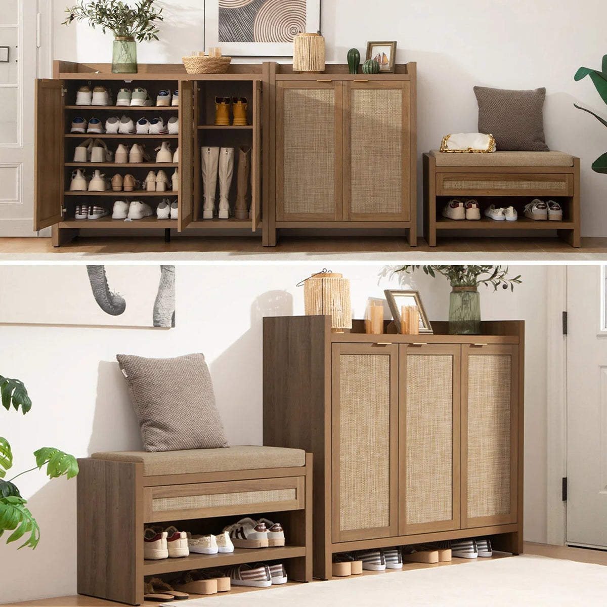 Savanna Black Shoe Cabinet, 30 Pairs Shoes, Set of 2