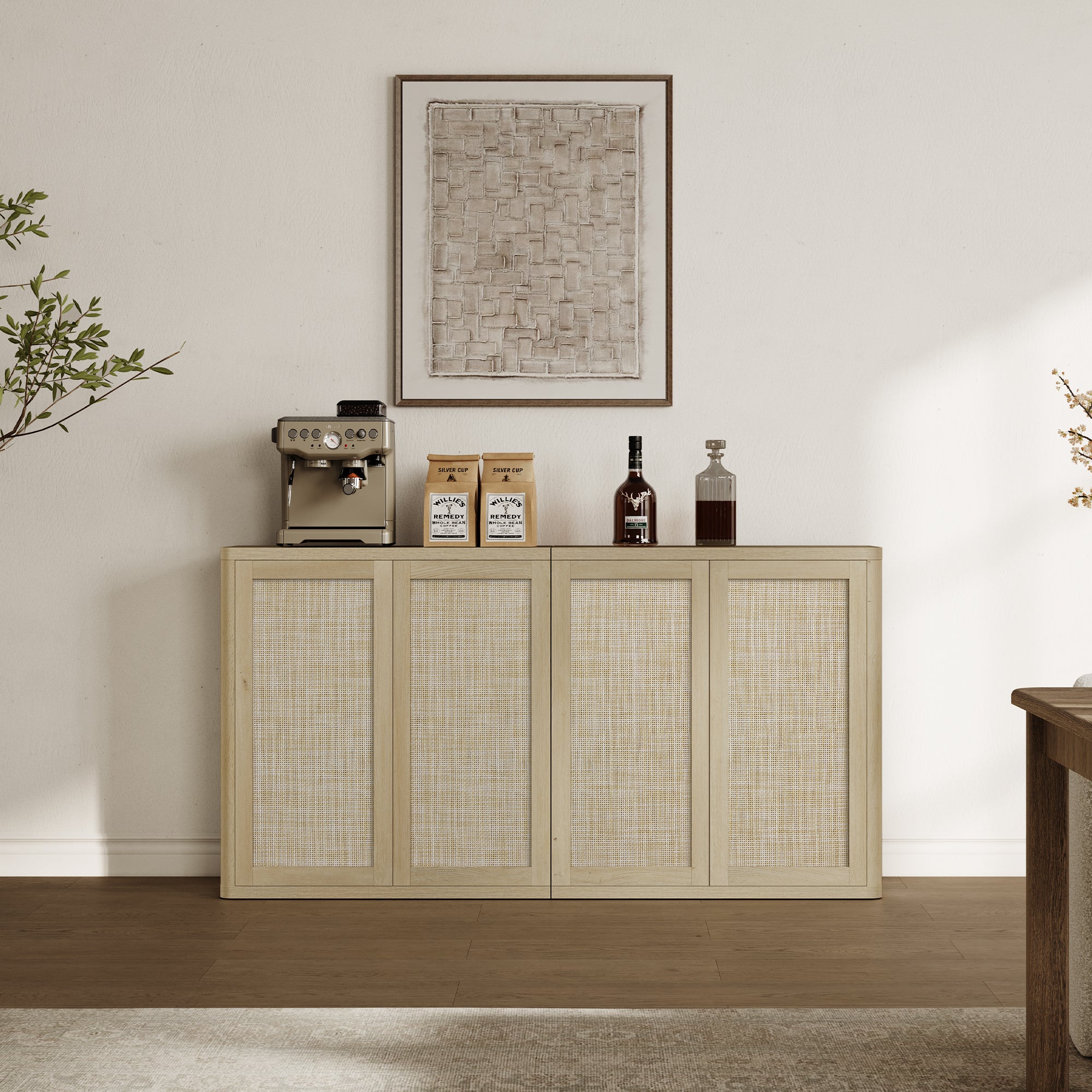 Zura Rattan Sideboards Set of 3, Sectional Design