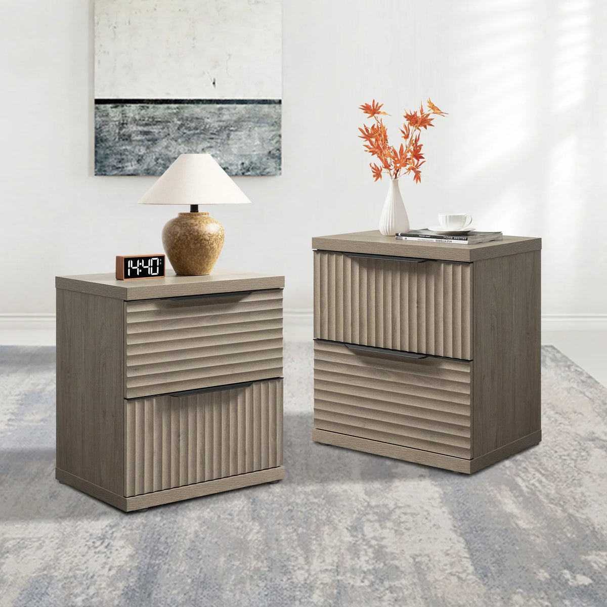 Stria Nightstand with Drawers