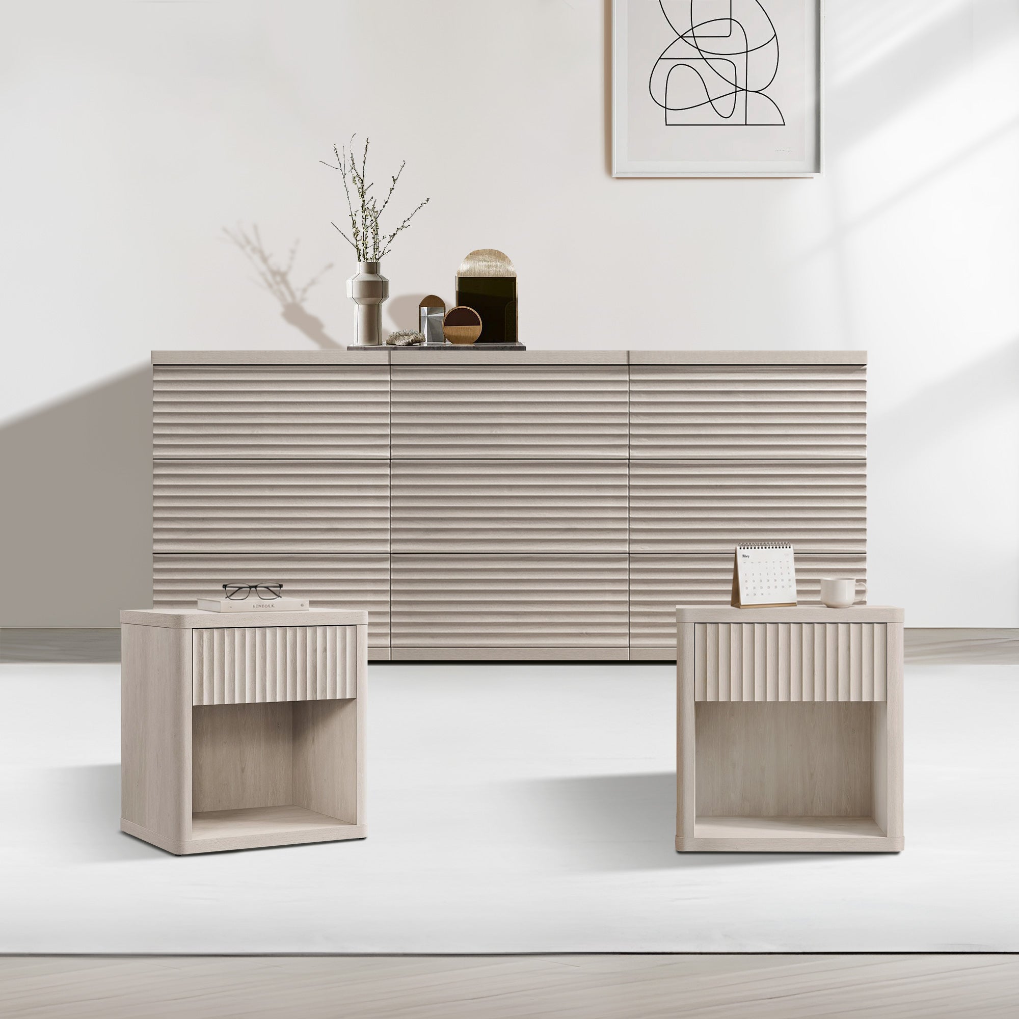 Stria Dresser and Night Tables Set