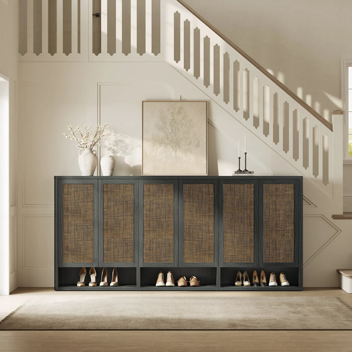 Zura Modern 3-Piece Rattan Shoe Cabinet