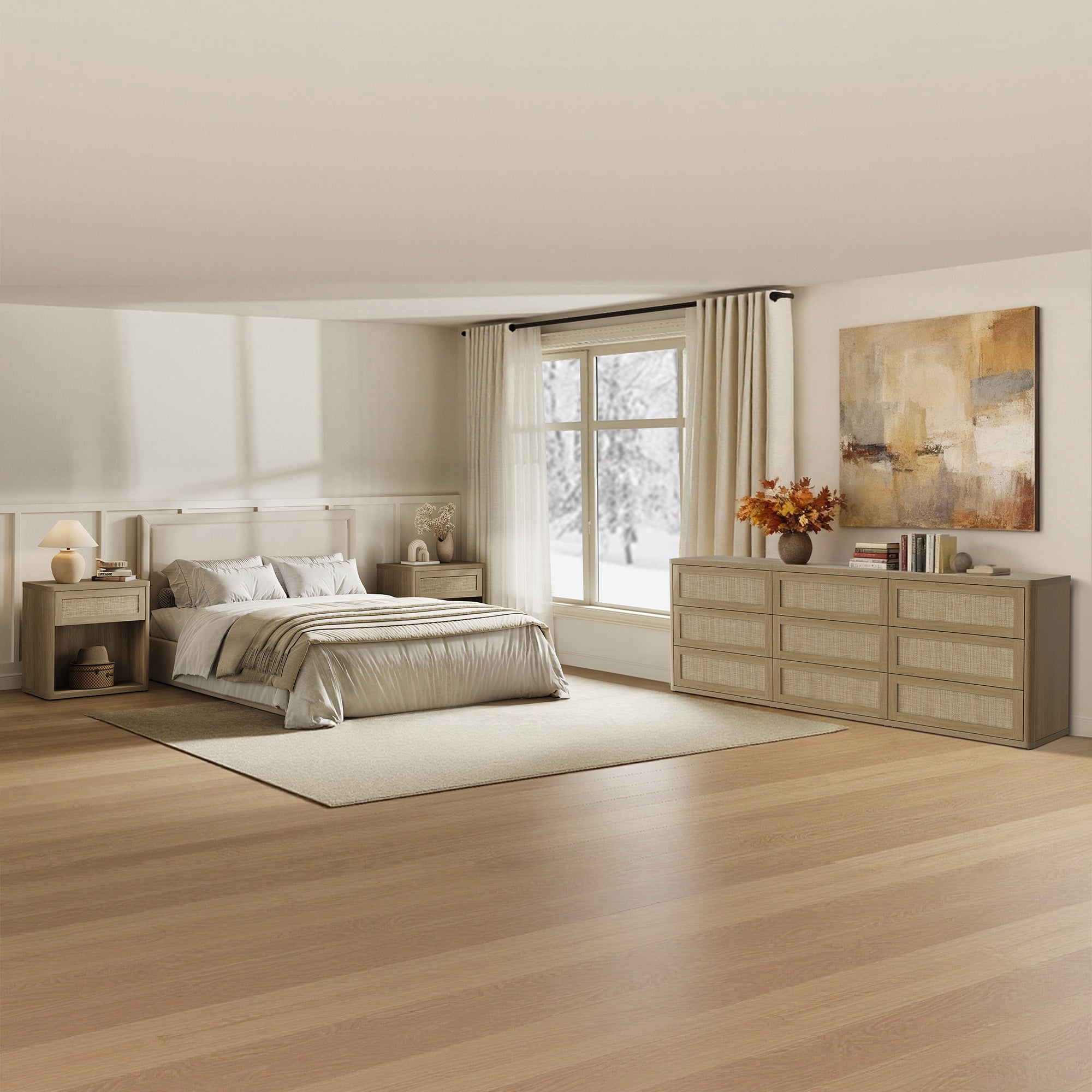 Zura Large-Size Bedroom Sets, Rattan Style