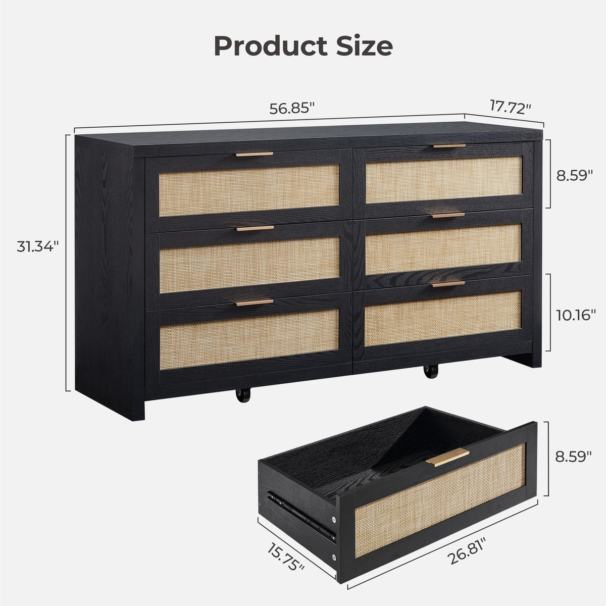 Savanna 6 Drawers Dresser, Wardrobe and Nightstand Sets - 1 Piece - Reclaimed Light Oak