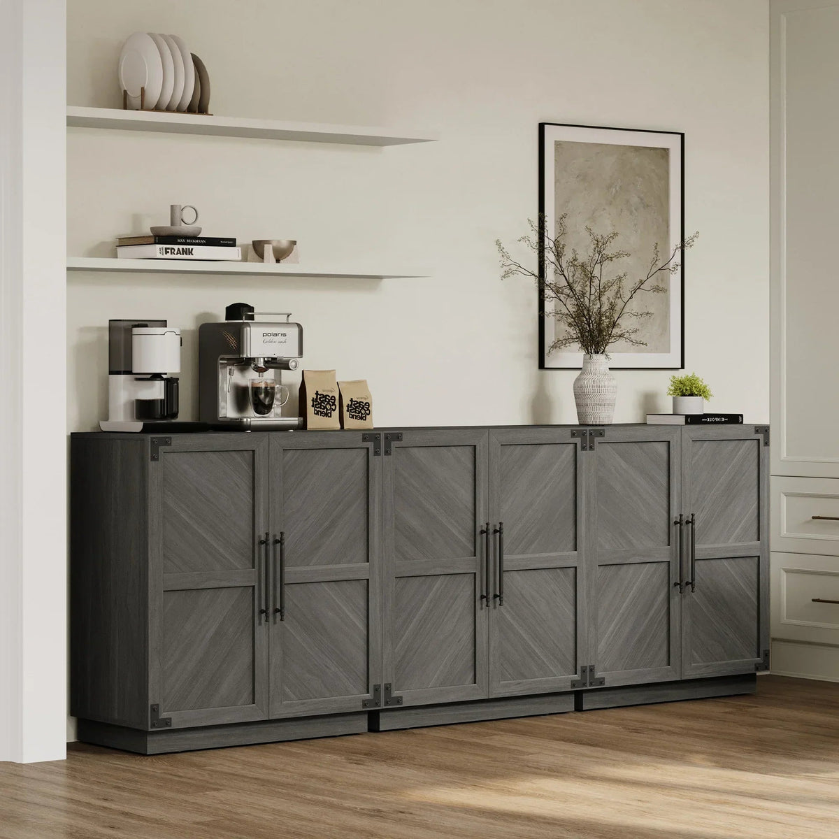 Willow Sideboard Cabinet with 2 Doors - 3 Pieces - Ash Gray