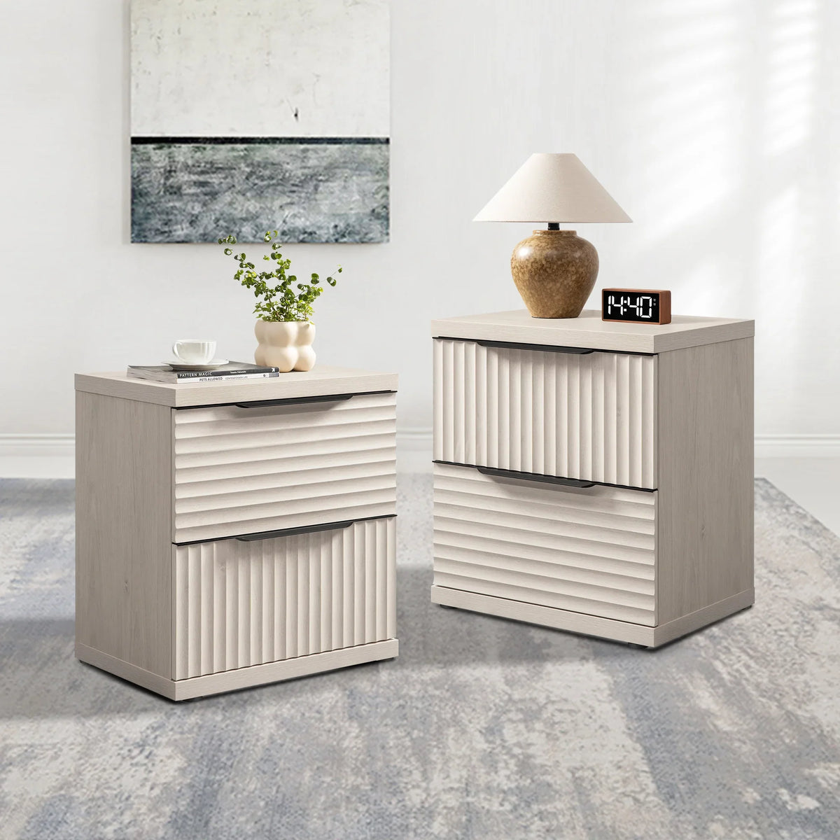 Stria 2-Drawer Nightstand with Interchangeable Panels
