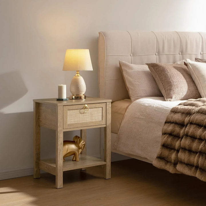 Terra Black Rattan Nightstand