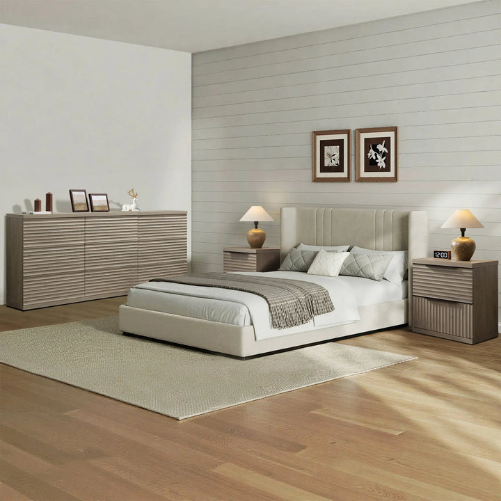 Stria Chest of 9 Drawers and Nightstands Set