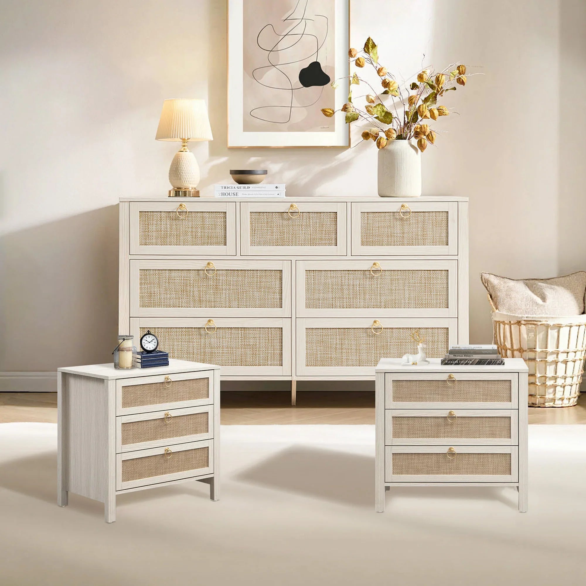 Terra Dresser and 3 Drawers Nightstands Sets