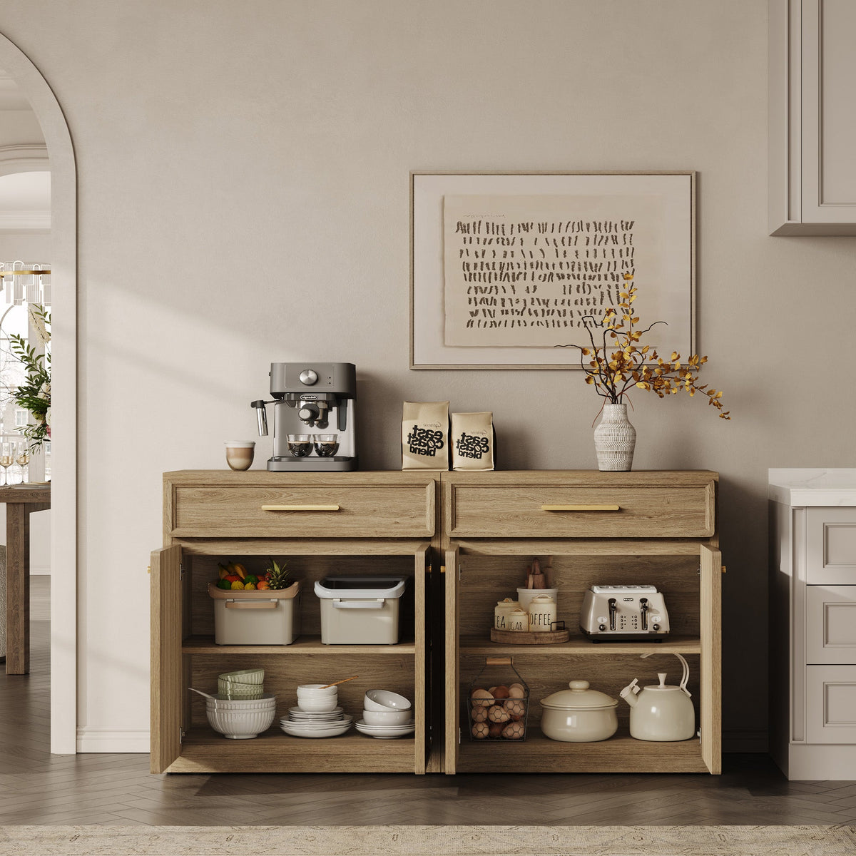 Crescent Sideboard Buffet Cabinet,Set of 3
