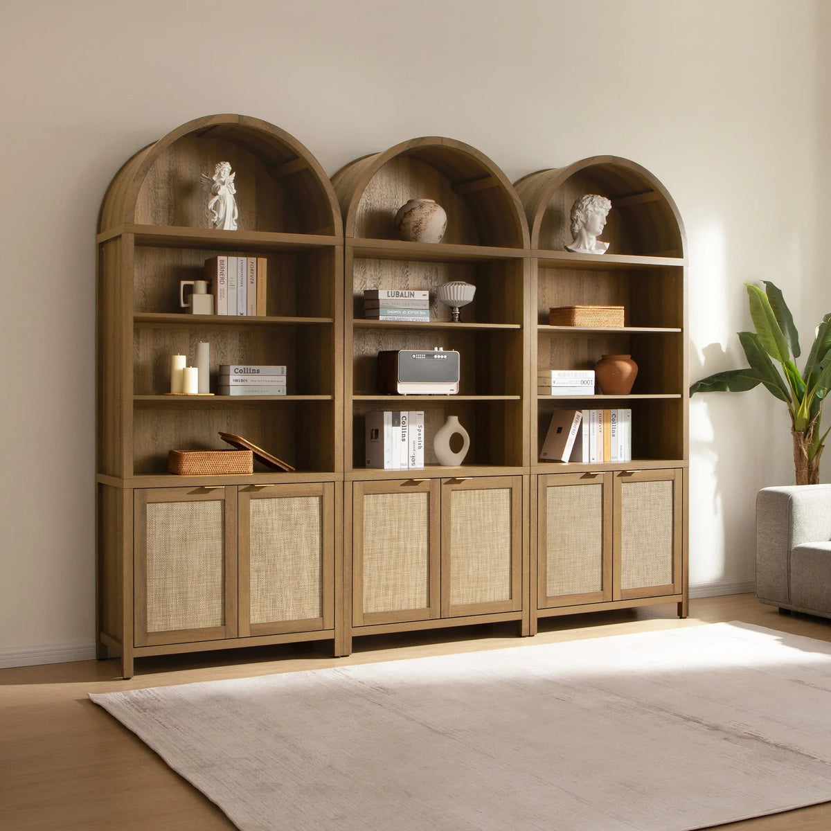 Savanna Arched Bookcase with Storage