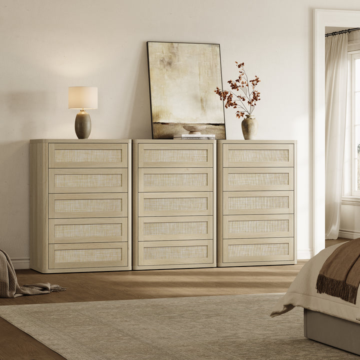 Zura Rattan Dresser, 5 Drawers